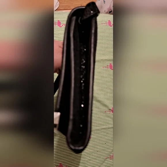 EUC Michael Kors Sparkly Metallic Texturized Black Suede Formal Clutch Purse Bag - Picture 10 of 14